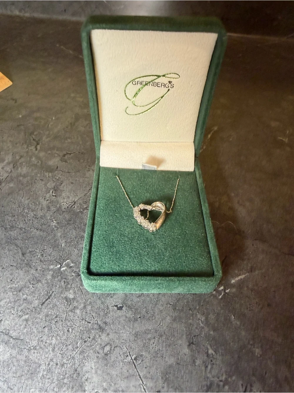 Greenberg's silver Diamond Heart pendant Necklace